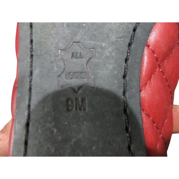 Tory Burch Kaitlin Sangria Red Quilted Leather Ballet Flats Gold Cap Toes size 9 - Picture 8 of 10